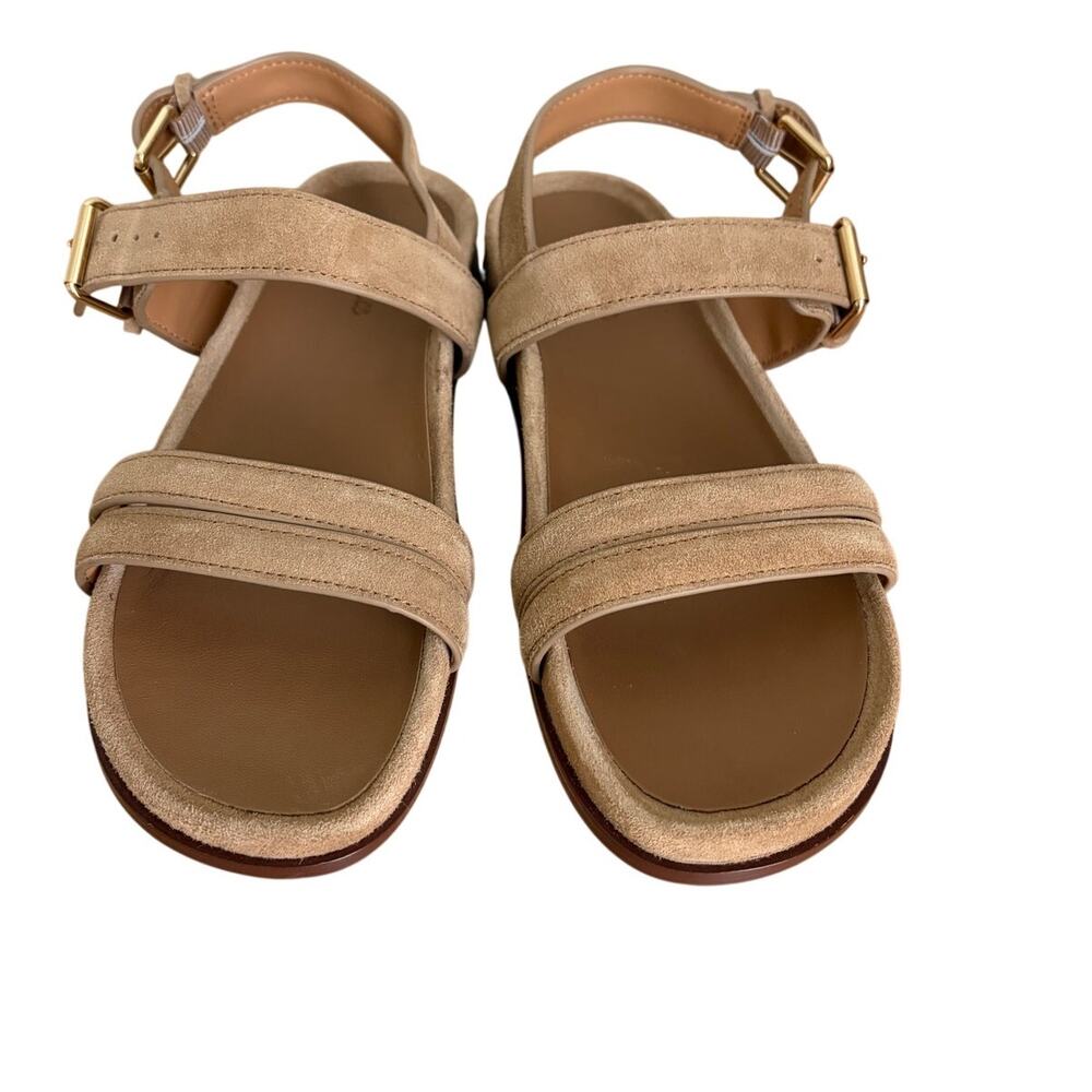 Madewell Dara Double Strap Suede Sandals Tan Size 8 Minimal Chic - Picture 7 of 9